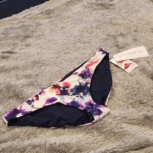 Athleta Women's Watercolor Bikini Bottom - Purple and Navy Size L, new W/ Tags!